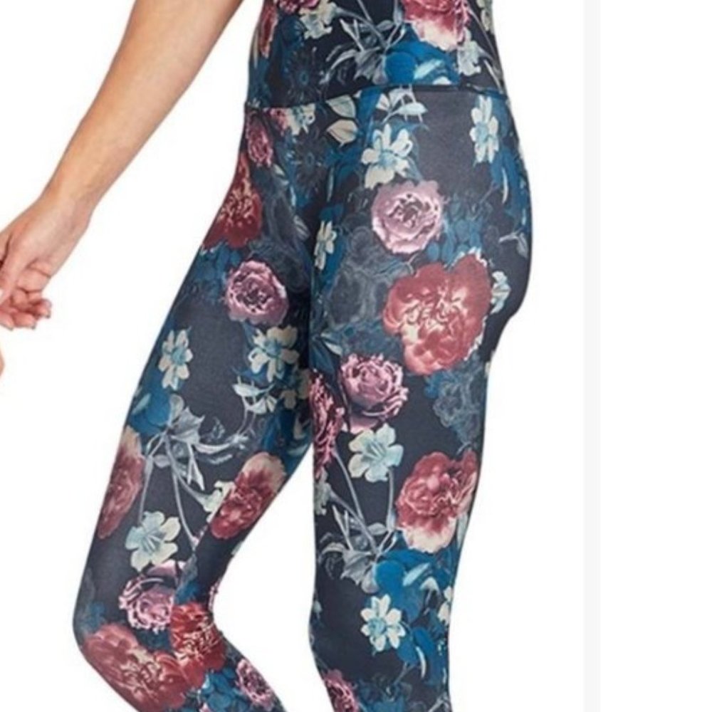 New blue floral high rise ankle leggings